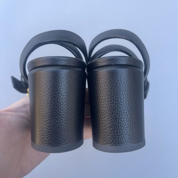 Louis Vuitton Horizon leather sandals Gold Logo Buckle Block Heels 38.5 US 8 - Picture 11 of 11